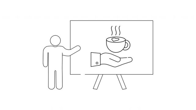 Coffee Presentation - A Simple Line Art Illustration.