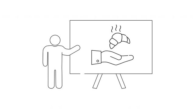 Croissant Presentation - A Simple Line Drawing Illustration.