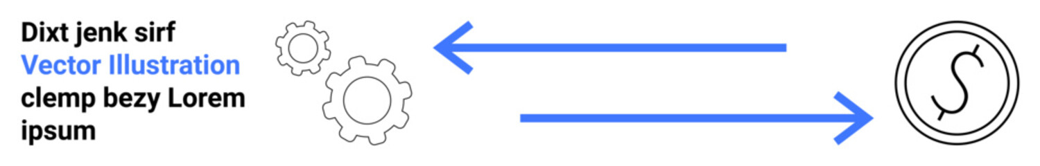 Fototapeta premium Business workflow, process optimization, productivity, efficiency, automation, teamwork. Minimal gears and arrows pointing to a circular logo. Workflow and process optimization