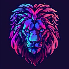 Fototapeta premium Art illustration of an lion mascot in vivid neon colors