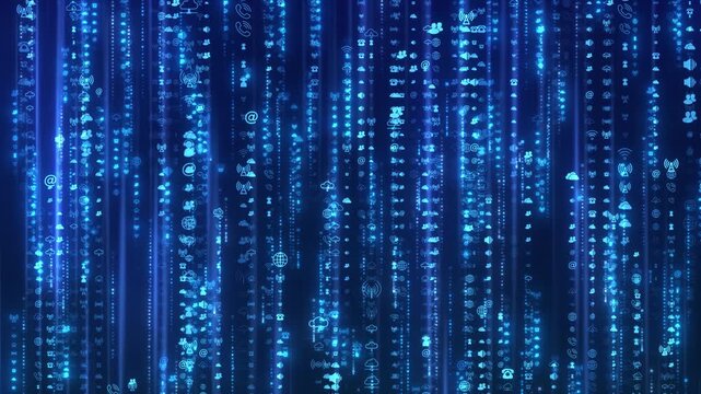  Internet technology icons rise in information flow(After Effects production)
