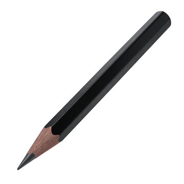 Black pencil with sharp tip wood isolated on a transparent background