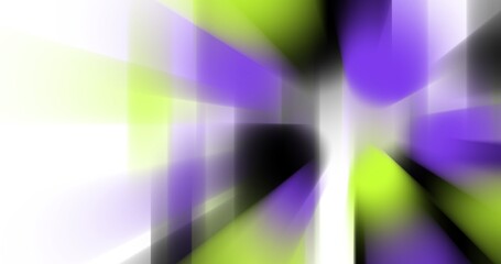 Obraz premium Modern abstract background with overlapping purple and green light bars. Geometric motion blur creates a high-tech, digital atmosphere