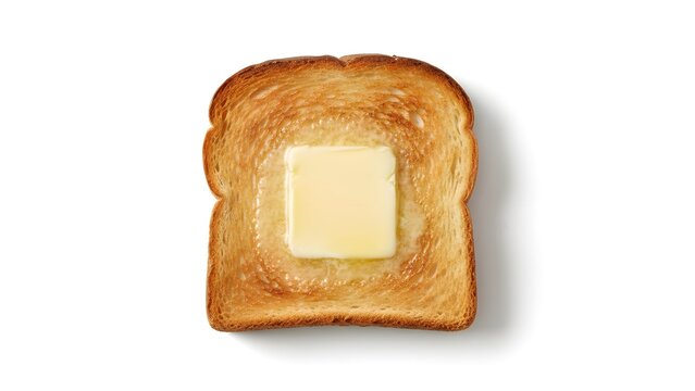 A slice of toasted bread with a pat of butter on top