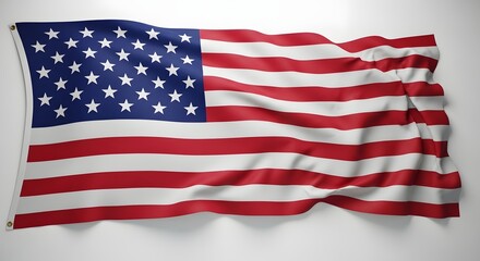Obraz premium Waving american flag on white background