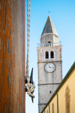 Muggia, Belltower with flag Pole in front