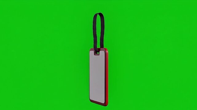 Blank Luggage Tag on Green Screen Chroma Key Background.