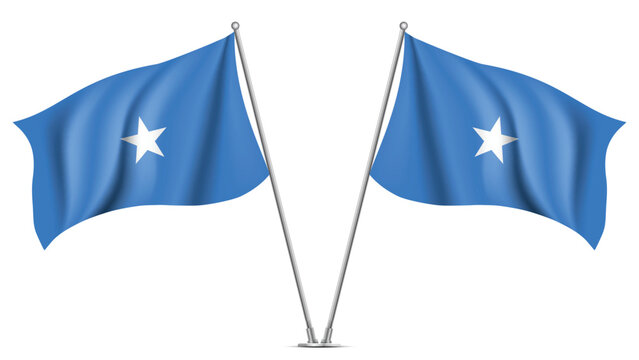 Realistic Double SOMALIA Flag Mockup with Wavy Fabric Effect