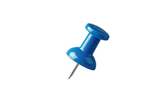 Blue push pin marking an important location on a digital map, pinning a memo or idea, office supply