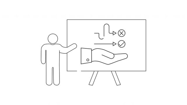 Presentation of Business Strategy - Outline Icon Animation for Success.
