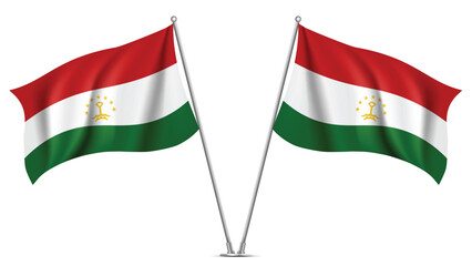 Obraz premium Realistic Double TAJIKISTAN Flag Mockup with Wavy Fabric Effect