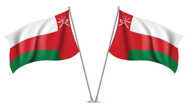 Realistic Double OMAN Flag Mockup with Wavy Fabric Effect