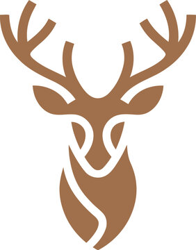 A cartoon illustration of a deer head with large antlers on white
