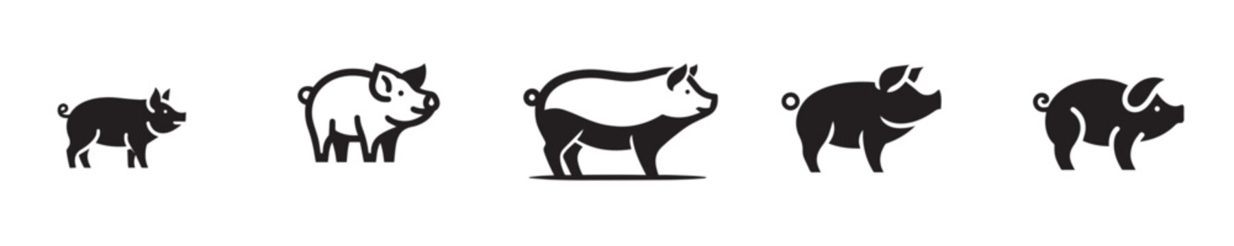 pig vector with silhouette style