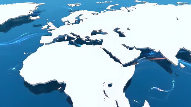 Global Digital Data Flow Animation on World Map