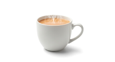 Fototapeta premium Steaming hot coffee in a white mug.