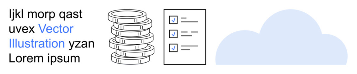 Cloud computing, data management, information organization, digital tasks, productivity tools, system planning. Features cloud icon, stacked disks checklist. Cloud computing and data management © robu_s