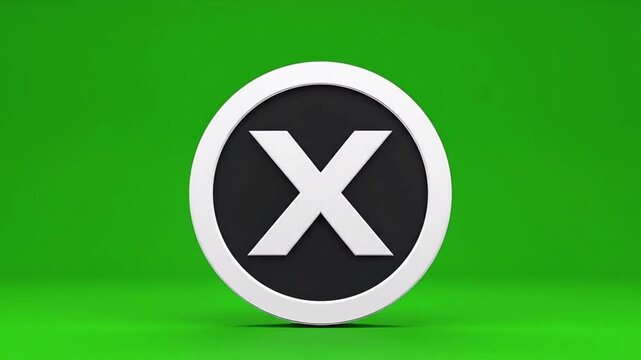 Close button icon with X symbol on green background.