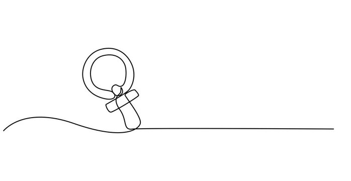 Animated self drawing of  Continuous one line drawing rattle toy. Baby, infant plastic toy. Children education, growth and development concept. Baby rattle. Classic rattle toy. 