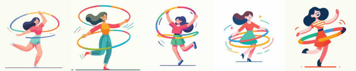 Obraz premium vector of woman playing hula hoop
