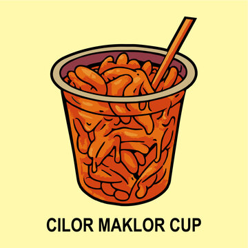 Spicy Cilok in Cup Vector Illustration Indonesian Street Food Snack Isolated Flat Design