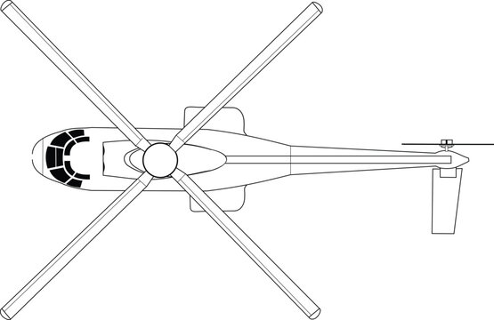 Military Tactical Utility Transport Helicopter SA 330 Puma Aerospatiale Top View Vector Illustration Graphic
