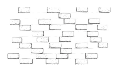 Fototapeta premium Hand drawn brick wall pattern with rough texture and shadows