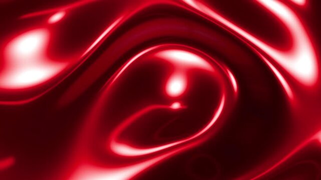 Dark red abstract 3D graphic background, shiny and lustrous satin silk waves.
