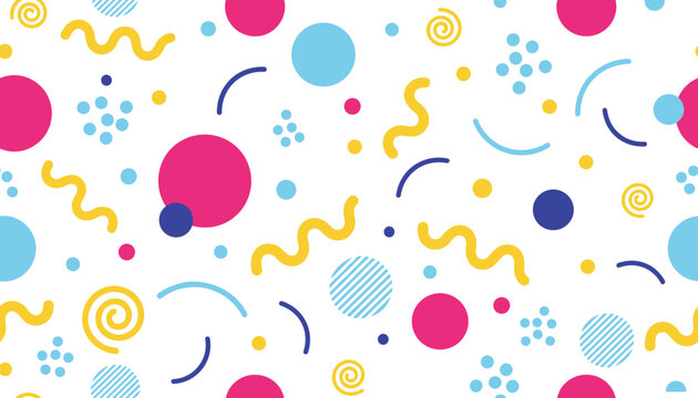 Colorful vector illustration of abstract decorative pattern symbolizing playfulness, retro style, and modern design