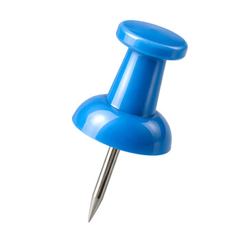 Blue Push Pin Isolated on Transparent Background, Thumbtack Office Supply, Bulletin Board Pin PNG Transparent Background