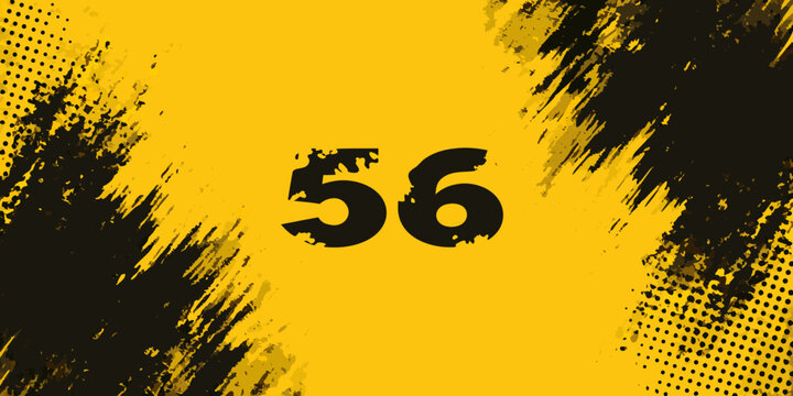 Bold number 56 displayed against a vibrant yellow and black background