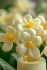 Fototapeta premium A bouquet of white flowers arranged in a decorative vase
