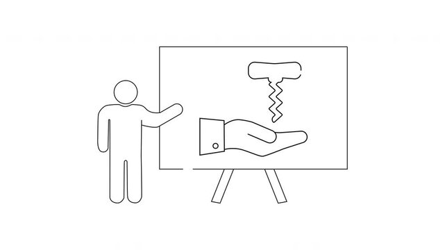 Presentation on Wine Opener and Hand Illustration.