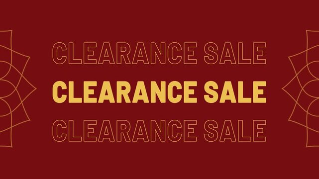 Clearance sale discount promotion animated text for retail shopping and marketing 4K