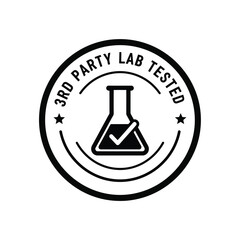 Vector illustration of 3rd party lab tested badge with beaker and checkmark symbol © Mahir