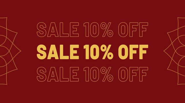 Sale 10 percent off discount promotion animated text for shopping and marketing 4K