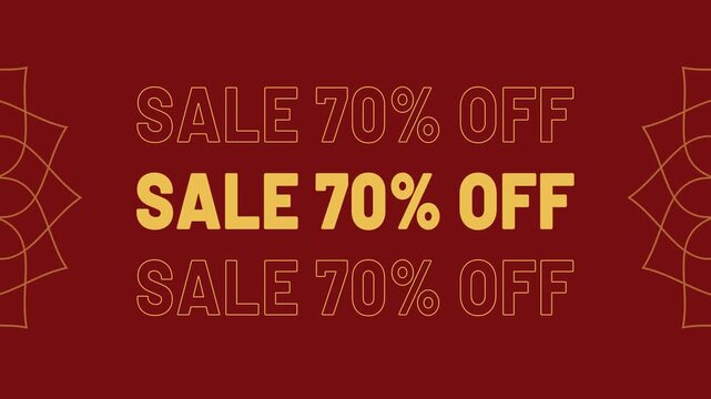 Sale 70 percent off discount promotion animated text for shopping and marketing 4K