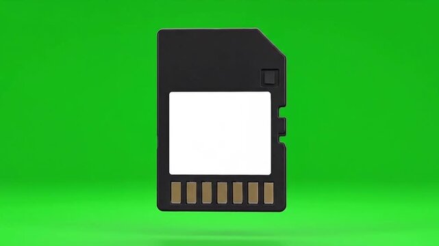 Digital Storage Memory Card on Green Screen Background.