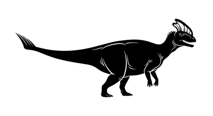 Fototapeta premium Black silhouette of dinosaur.