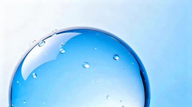 Blue liquid sphere with droplets