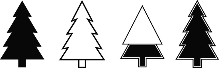 Obraz premium Tree icons vector illustration, nature silhouette design, forest symbol artwork, environmental concept background set with graphic variations