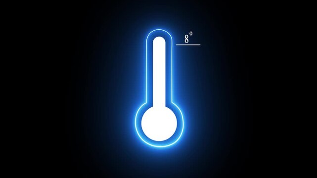 Thats indicates weather temperature 8
 degree increase or decline. Neon Medical thermometer icon 4k animation...