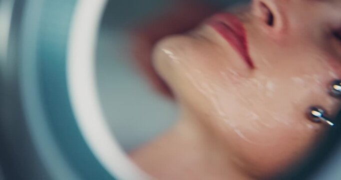 Facial Microcurrent Treatment in Beauty Salon