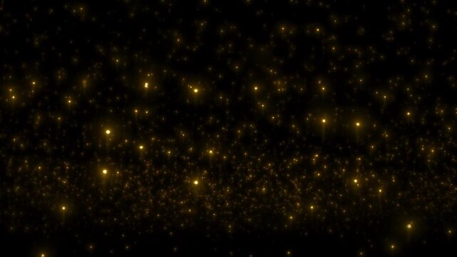 Seamless Looping Abstract Golden Light Particles Drifting Upward on Deep Black Background - 4K Ethereal Cinematic Animation