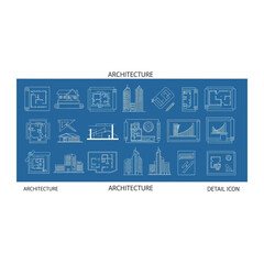 Architecture icons set: buildings, plans, and design elements © Vol