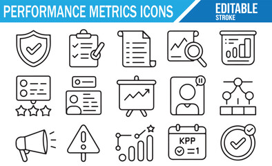 Fototapeta premium Business performance icons collection in doodle style with statistics and growth symbols