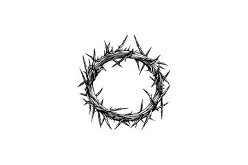 Fototapeta premium Crown of Thorns vector illustration, black and white isolated religious symbol for church faith logo and spiritual print.