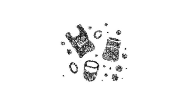 Sketch marine debris icon animation - smooth progressive reveal