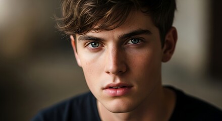 Fototapeta premium Young Man with Serious Expression Portrait.