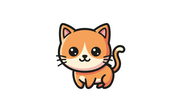 Cartoon Orange Cat Illustration Standing.